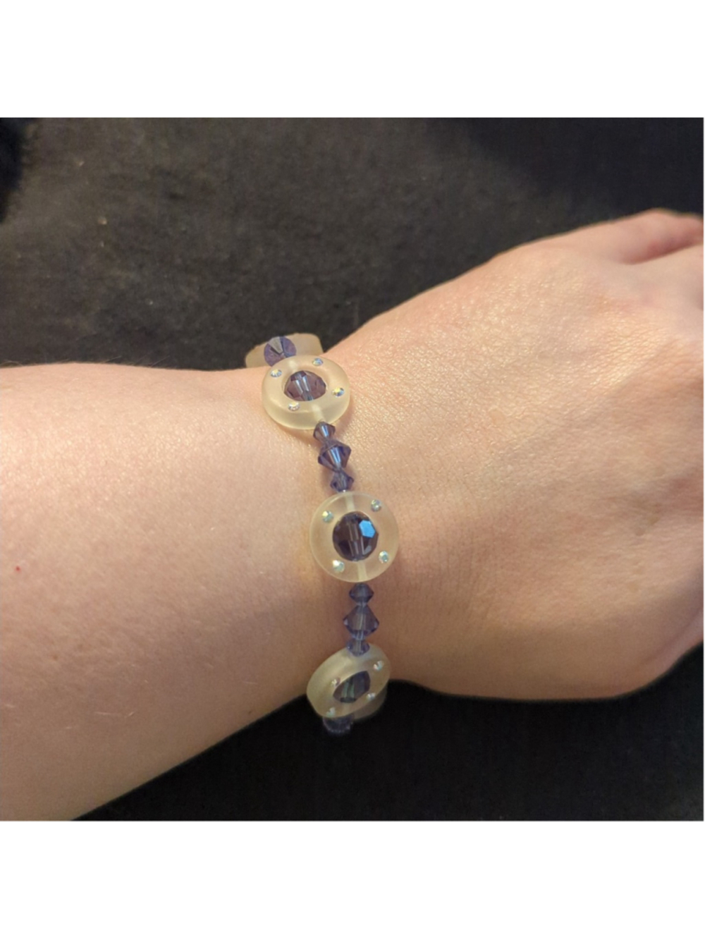Hand Crafted Pastel Purple Swarovski Crystal Beaded Statement Bracelet